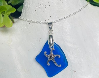 Starfish necklace, sea star necklace, sea star glass necklace, starfish pendant, nautical necklace