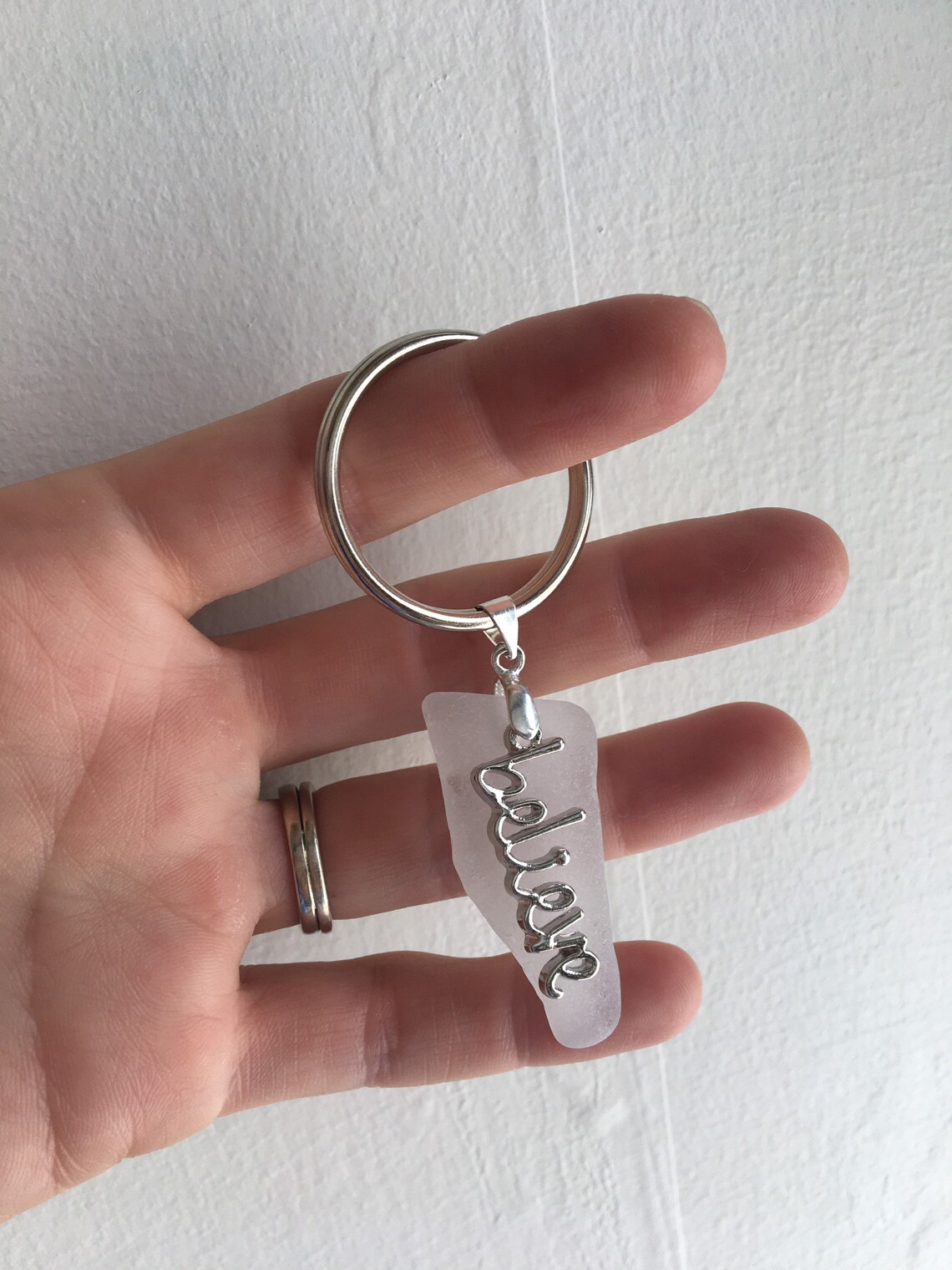 Seaglass Keychain tumbled glass keychain key accessory Etsy