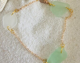 Seaglass Anklet, seaglass beach anklet, jewelry, genuine seaglass