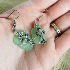 Cross Seaglass earrings, beach glass earrings, christian sea glass earrings, beachy earrings, christian jewelry image 3