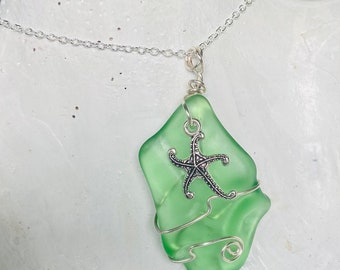 Starfish necklace, sea star necklace, sea star glass necklace, starfish pendant, nautical necklace