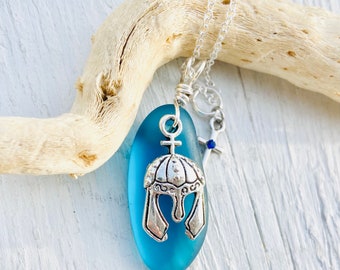 Helmet of salvation necklace, armor of God jewelry, gospel jewelry, Christian jewelry, Christian necklace, glass necklace