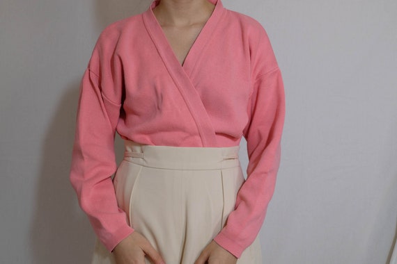 90s neon pink oversized cotton cardigan