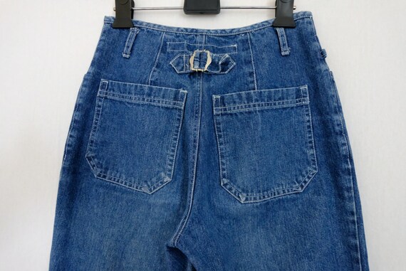 1990s vintage medium wash high waisted wide straig