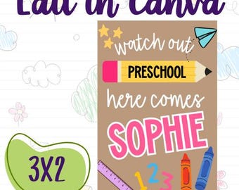 Preschool & Kindergarten 2x3 Editable Canva Banner Template | DIY Painted Sign | Digital Download