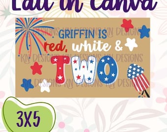 Red White and Two! Editable Canva Banner Template | 36x60 DIY Painted Sign | Digital Download