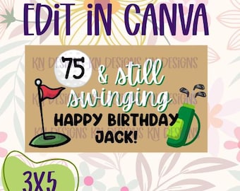 Golf Birthday Banner Editable Canva Banner Template | 36x60 DIY Painted Sign | Digital Download