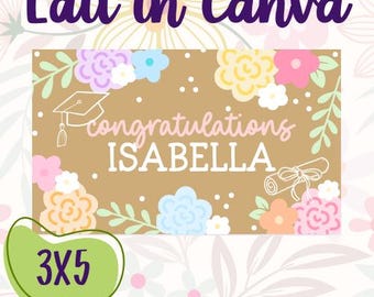 Floral Graduation Editable Canva Banner Template | 36x60 DIY Painted Sign | Digital Download