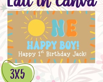 One Happy Boy or Girl Editable Canva Banner Template | 36x60 DIY Painted Sign | Digital Download