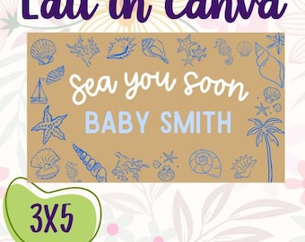 Sea You Soon Baby Editable Canva Banner Template | 36x60 DIY Painted Sign | Digital Download