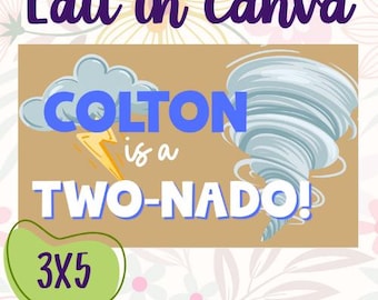 Two-Nado Pink and Blue Editable Canva Banner Template | 36x60 DIY Painted Sign | Digital Download