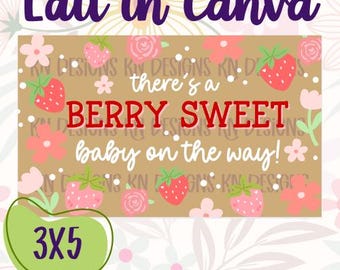 Berry Sweet Baby Editable Canva Banner Template | 36x60 DIY Painted Sign | Digital Download
