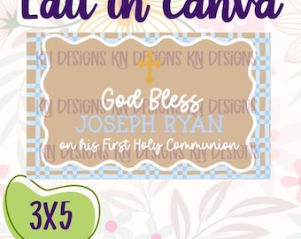 First Communion, Baptism, Confirmation Editable Canva Banner Template | 36x60 DIY Painted Sign | Digital Download