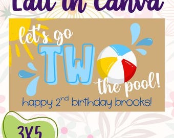 Two the Pool Editable Canva Banner Template | 36x60 DIY Painted Sign | Digital Download