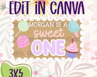 Sweet One Editable Canva Banner Template | 36x60 DIY Painted Sign | Digital Download