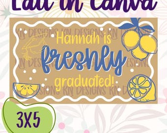 Freshly Graduated Blue Editable Canva Banner Template | 36x60 DIY Painted Sign | Digital Download