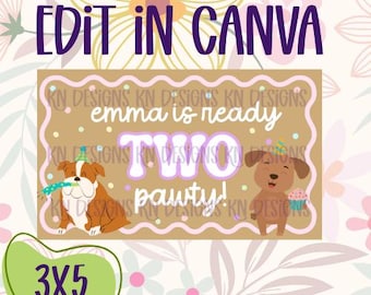 Ready TWO Pawty Editable Canva Banner Template | 36x60 DIY Painted Sign | Digital Download