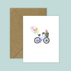 Vrolijke lieve fietskaart - unieke, aangepaste, originele, leuke hartballonnen - rijden door wenskaart met wensen