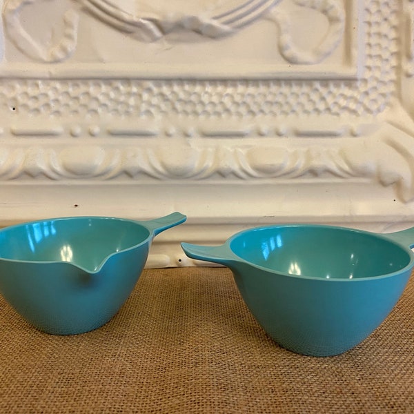 Melmac Cream and Sugar Set, Aqua Blue