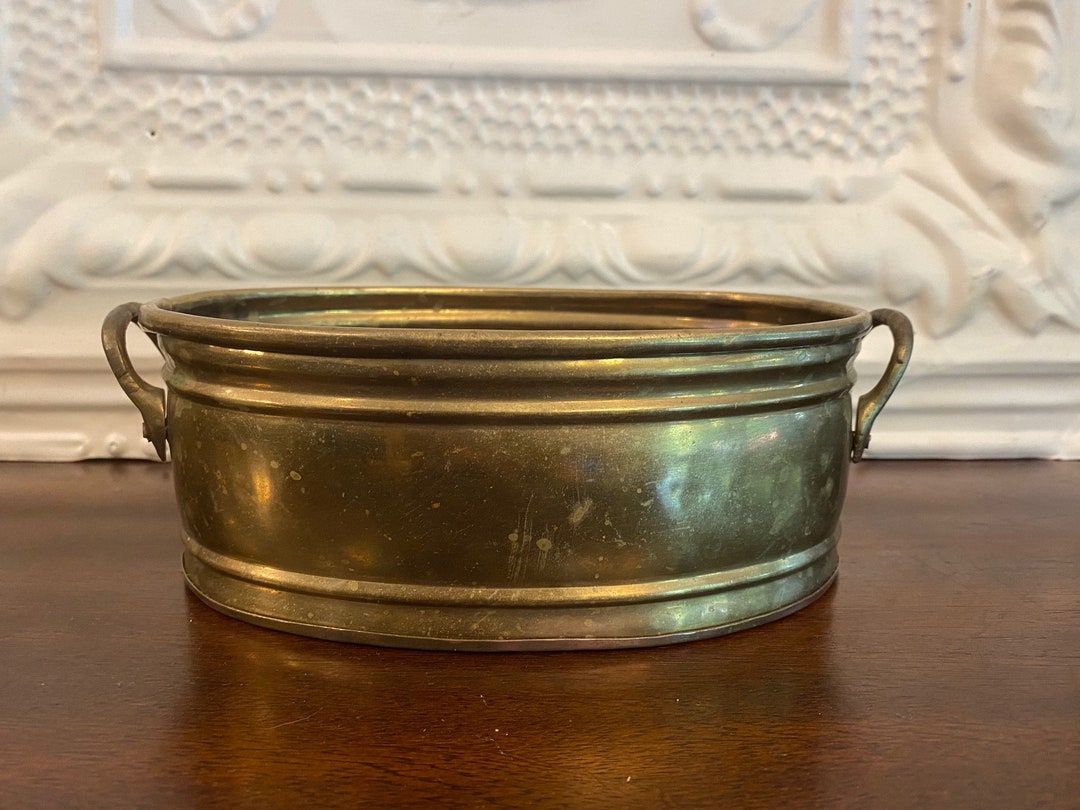 Vintage Oval Brass Planter With Handles - Etsy
