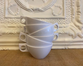 Set of 6 White Melmac by Newport Coffee Tea Cups