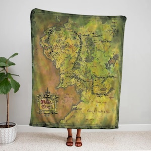 Adorable Tolkien Fantasy Map Fleece Blanket-Old World Map Gift Blanket,Lord of the, Map of Middle Earth Blanket,baby blanket lord of the
