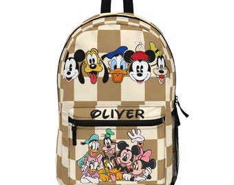 Custom Kids Backpack - Mickey Mouse Backpack for Christmas Gift School Bag to Kids, Mickey Disney-Themed Christmas Bag for Kids Santa