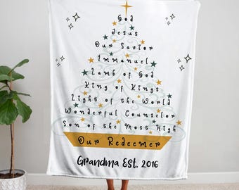 Custom Christmas Faith Plush Blanket - Cozy Holiday Decor, Religious Blanket for Christmas Gift, Catholic Gift for Her Soft Blankets