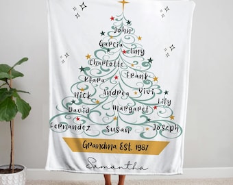 Family Tree Custom Blanket, Personalized Family Blanket, Family Keepsake Throw, Cozy Gift for Parents or Grandparents Anniversary gift