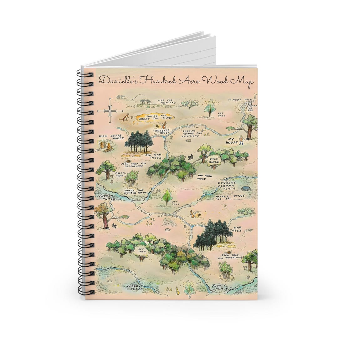 Personalized Notebook for Kids Winnie the Pooh Hundred Acre Wood Map ...