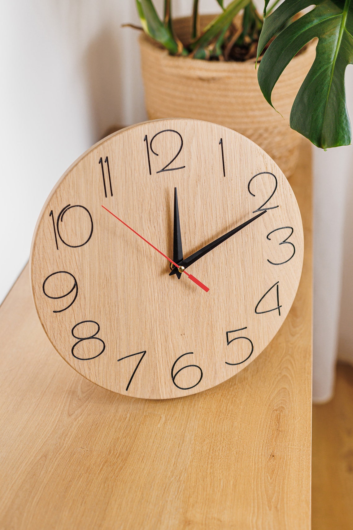 Wooden Wall Clock Modern Clock Natural Oak Wood Clock Etsy
