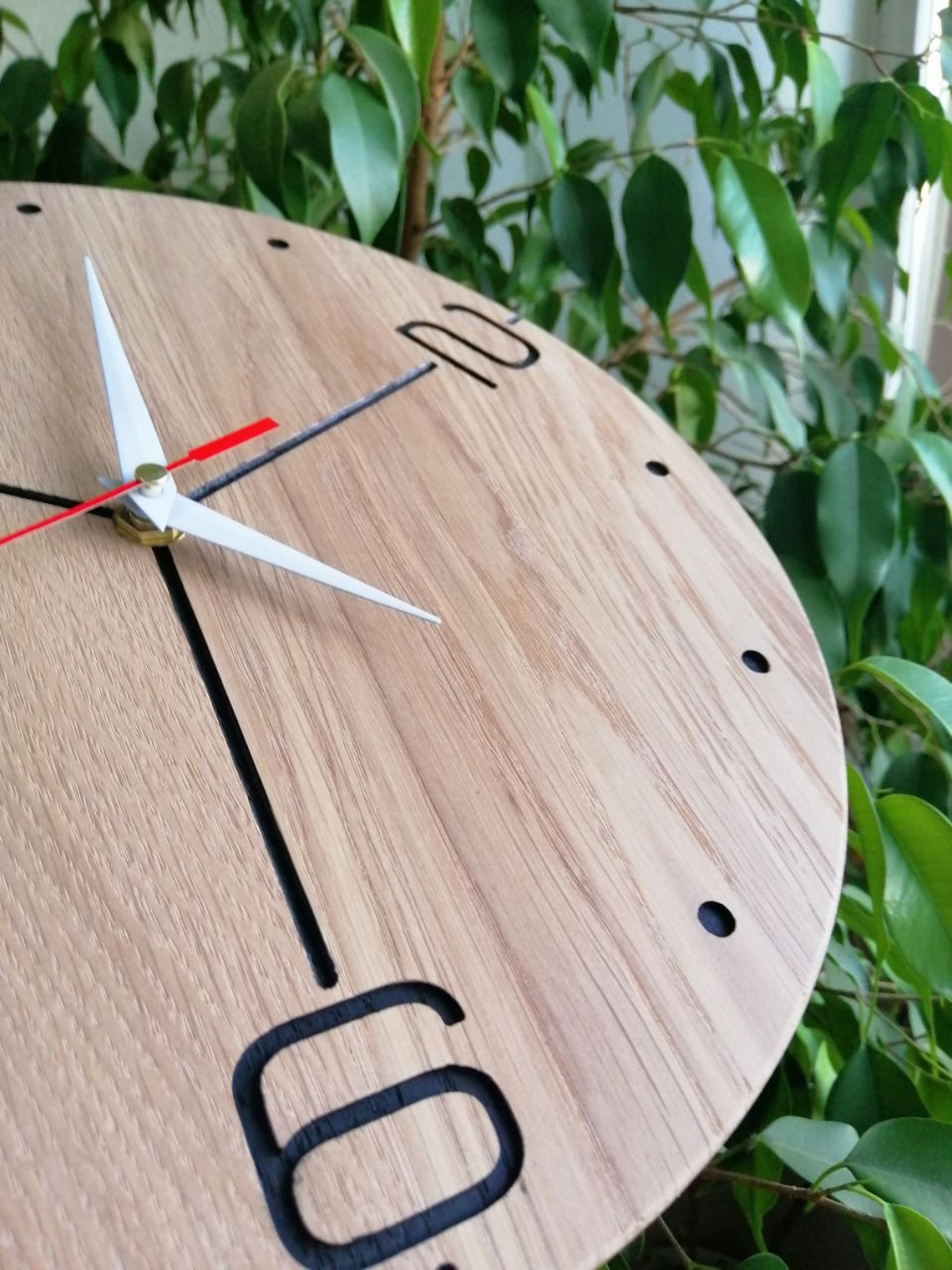 Wooden Wall Clock Modern Clock Natural Oak Wood Clock Etsy