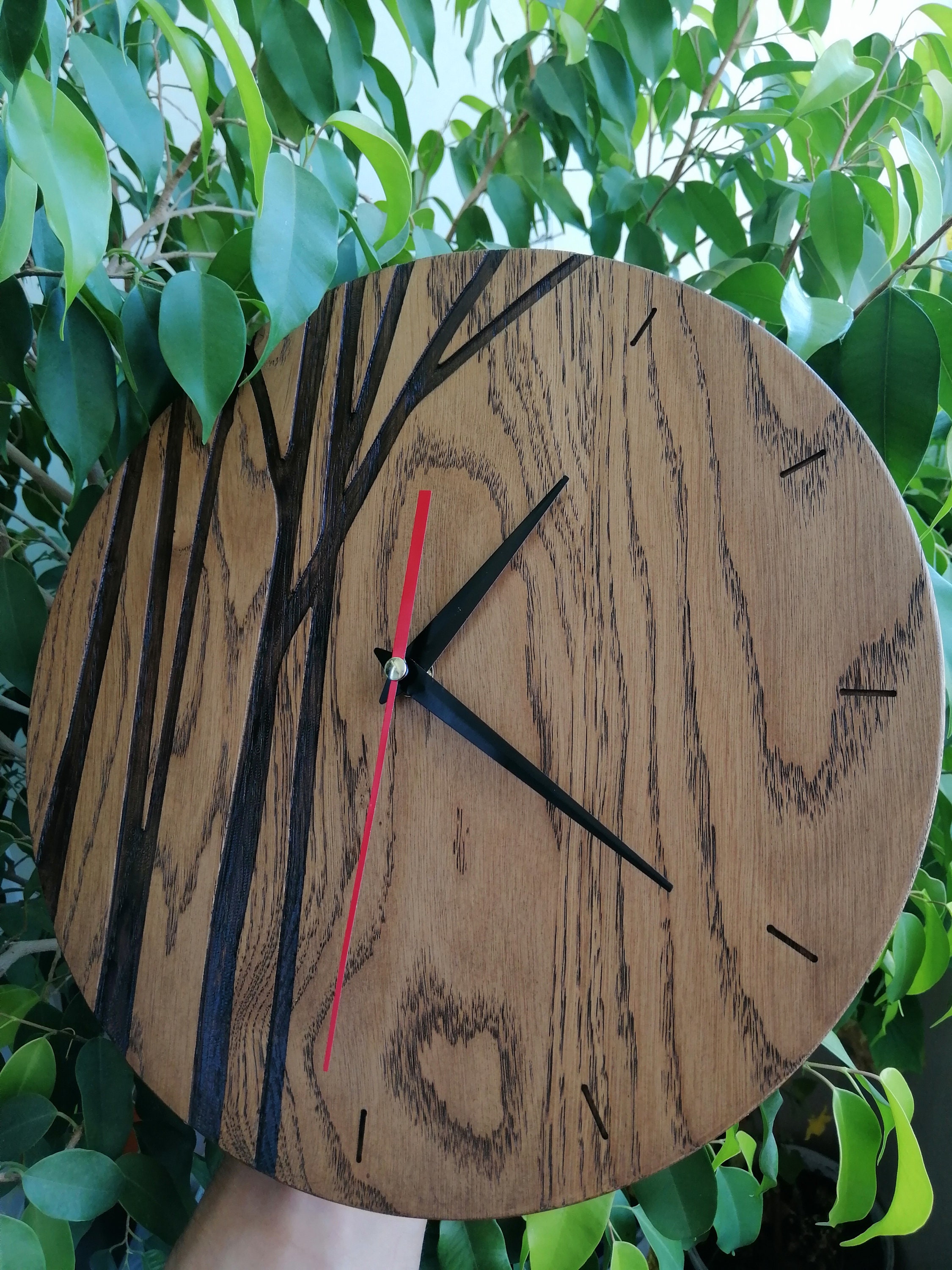 Wooden Wall Clock Modern Clock Natural Oak Wood Clock Etsy