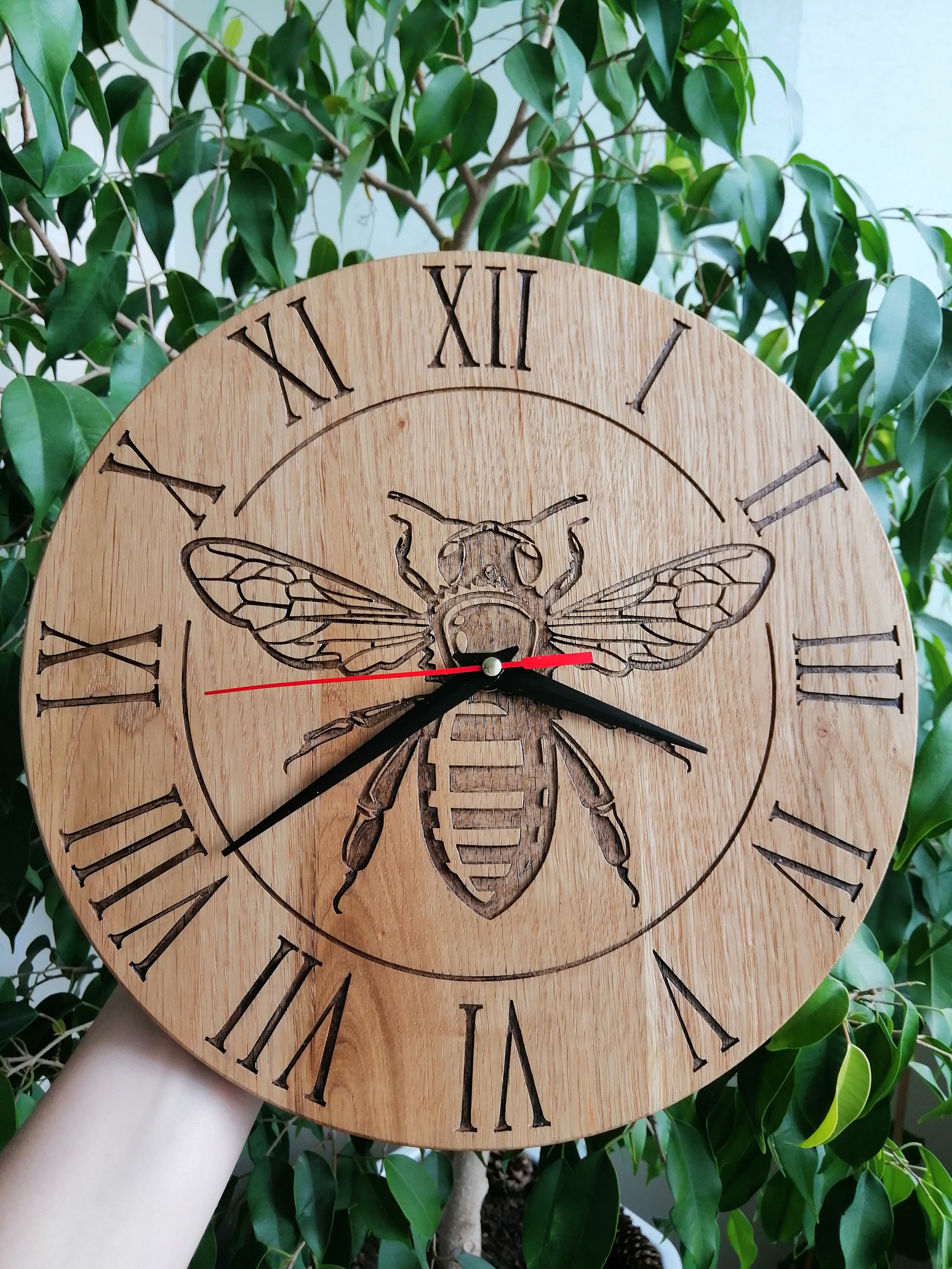 Wooden Wall Clock Modern Clock Natural Oak Wood Clock Etsy