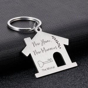 New Home Keychain, Personalized Keychain, Couples Keychain, New Home New Memories, New Homeowners, Houseworming Gift, New Home Gift