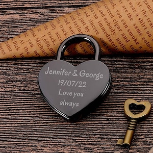 Personalised Padlock Wedding Annivesary Gift Present Love Lock Personalised Engraved Padlock Gift for Him Valentine's day Gift for Her