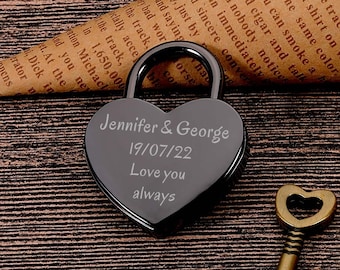Personalised Padlock Wedding Annivesary Gift Present Love Lock Personalised Engraved Padlock Gift for Him Valentine's day Gift for Her