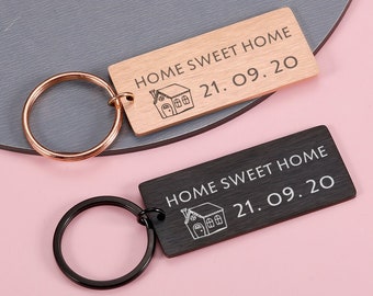 Home Sweet Home, Porte-clés personnalisé pour la maison, Porte-clés pour couple personnalisé, Cadeau de pendaison de crémaillère, Cadeau pour couple assorti, Cadeau d'anniversaire pour petit ami