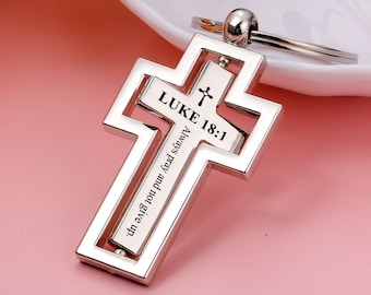 Vatertagsgeschenke - Kreuz Schlüsselanhänger Religiöse Schlüsselanhänger Bibel Vers Keychain Schmuck Christliches Geschenk Bibel Vers Geschenke Taufe Geschenke für Kind
