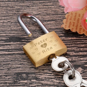Personalized Padlock Wedding Annivesary Gift Present Love Lock Personalized Engraved Padlock Wedding Gifts for Boyfriend Engraved Love Lock