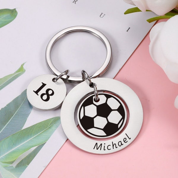 Soccer Personalized Keychain / Keyring / Name Tag - Custom Keychain for Soccer Lover, Soccer Game Gifts, Soccer Keychain Gifts Coach Gifts