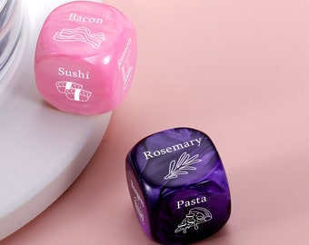 Dados personalizados de película/comida dados grabados dados personalizados fecha noche cena decisión regalo de aniversario para él qué comer juego sacar dados