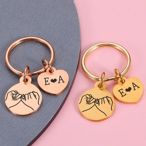 Pinky Promise Keychains, Christmas Gifts for Him, Custom Gift, Personalized Pinky Promise Keyrings, Anniversary Gifts, Valentine&#39;s Day Gift
