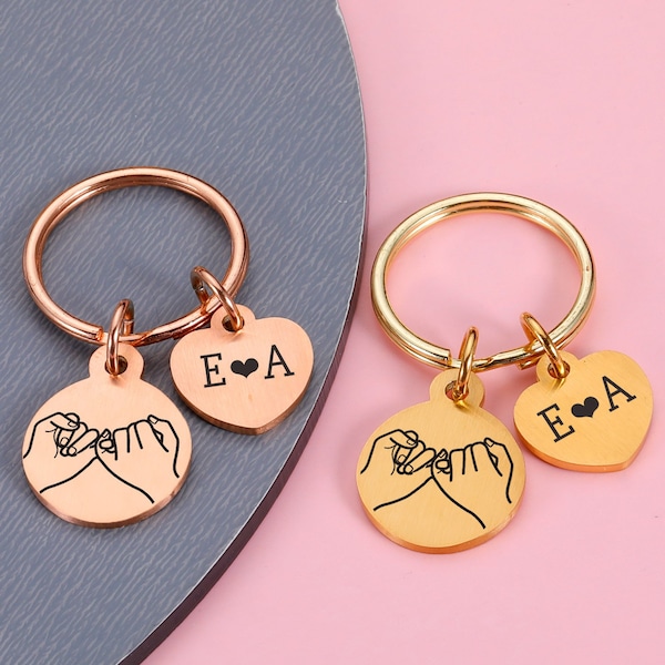 Pinky Promise Keychains, Christmas Gifts for Him, Custom Gift, Personalized Pinky Promise Keyrings, Anniversary Gifts, Valentine's Day Gift