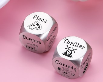 Personalized Date Night Dice - 2 set of dice - 10th Anniversary Gift - Custom Engraved Dice - Engagement Wedding Gift - Christmas Gifts