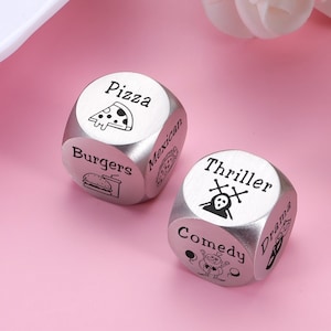 Personalized Date Night Dice - 2 set of dice - 10th Anniversary Gift - Custom Engraved Dice - Engagement Wedding Gift - Christmas Gifts