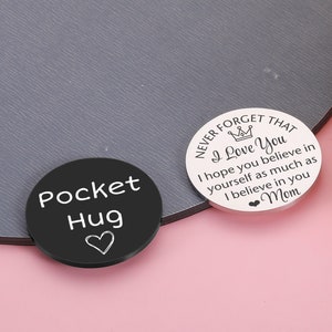 Abrazo de bolsillo, Ficha de bolsillo, Para mi hijo, Nunca olvides que te amo, regalo para él y ella, Moneda de bolsillo personalizada, Regalo de cumpleaños personalizado para hijo