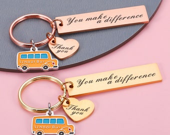 School Bus Keychain Personalized, Custom Keychain for School Bus Driver, Back To School Keychain Gifts, Thank you Gifts, Appreciation Gift