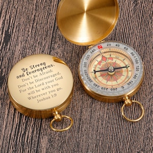 Compass, Engraved Compass, Baptism Gift, Baptism Compass, First Communion Gift, Confirmation Gift, Personalized Compass, Joshua 1:9