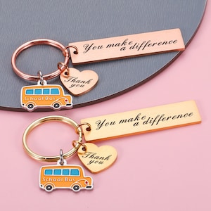 Porte-clés autobus scolaire personnalisé, Porte-clés personnalisé pour chauffeur d'autobus scolaire, Cadeaux porte-clés pour la rentrée scolaire, Cadeaux de remerciement, Cadeau de remerciement